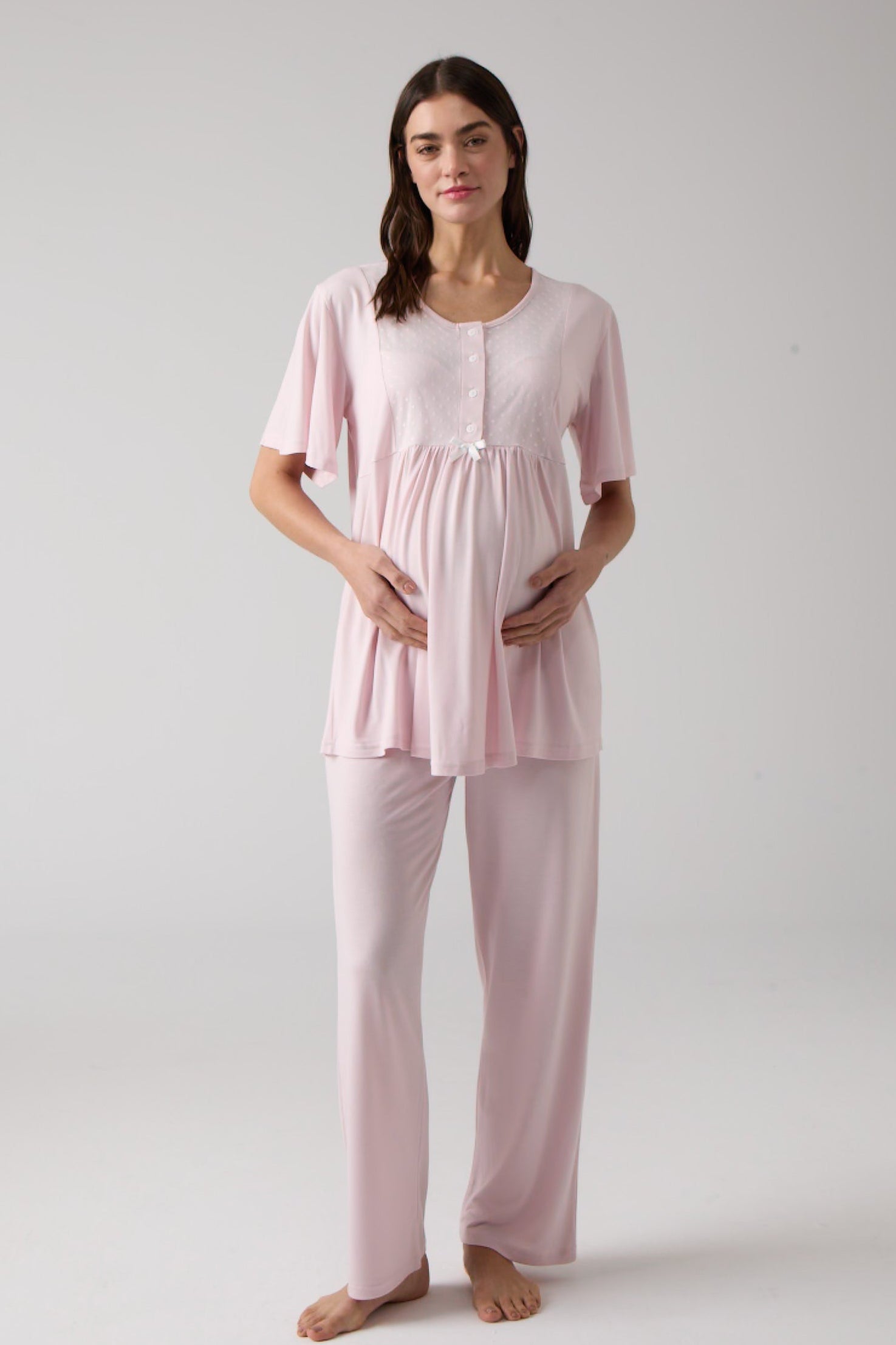 Tül Yaka Lohusa Pijama Takımı - 1008