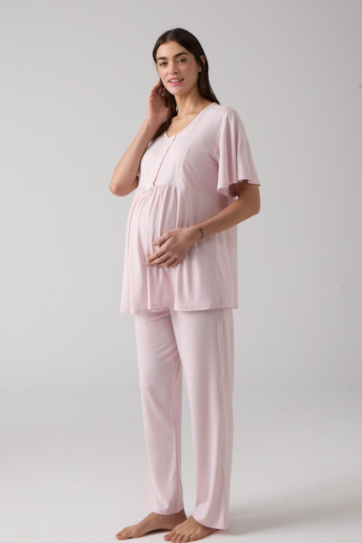 Tül Yaka Lohusa Pijama Takımı - 1008