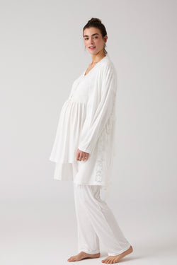 Image of Dantel İşlemeli Lohusa Pijama ve Sabahlık Takımı - 1016