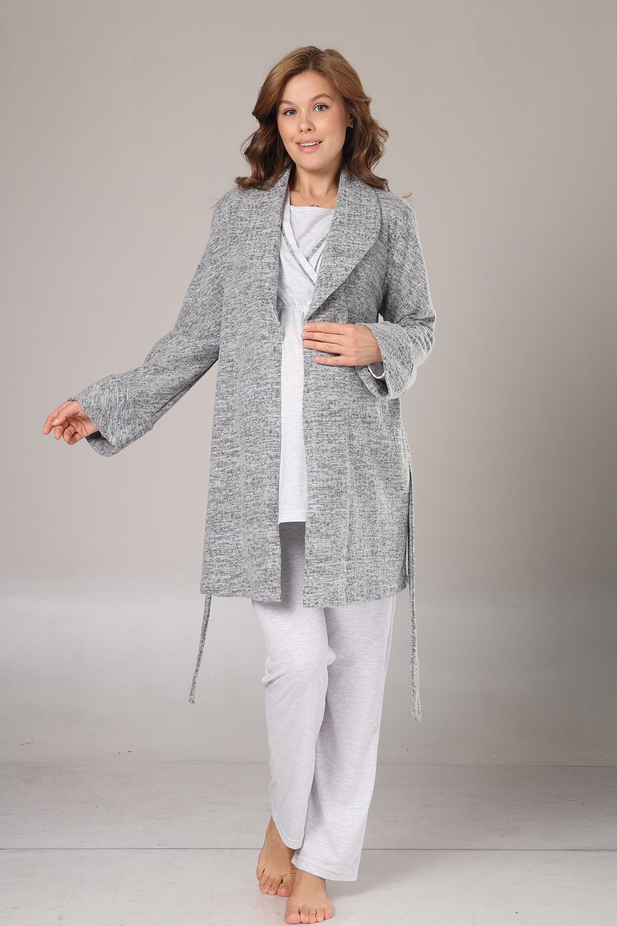 Kruvaze Lohusa Pijama ve Polar Sabahlık Takımı - 1019
