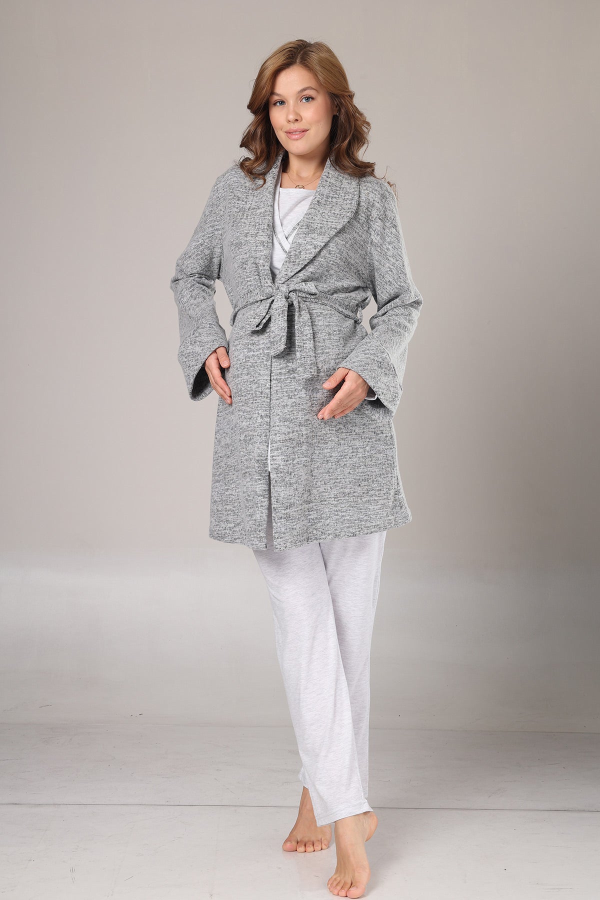Kruvaze Lohusa Pijama ve Polar Sabahlık Takımı - 1019