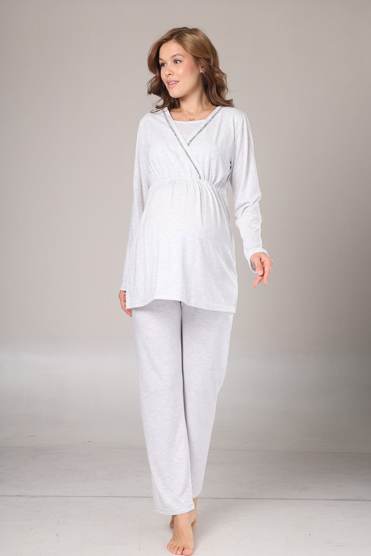 Kruvaze Lohusa Pijama ve Polar Sabahlık Takımı - 1019