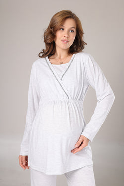 Image of Kruvaze Lohusa Pijama ve Polar Sabahlık Takımı - 1019