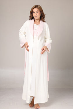 Image of Pembe Dantelli Lohusa Gecelik ve Jakar Sabahlık Takımı - 1025