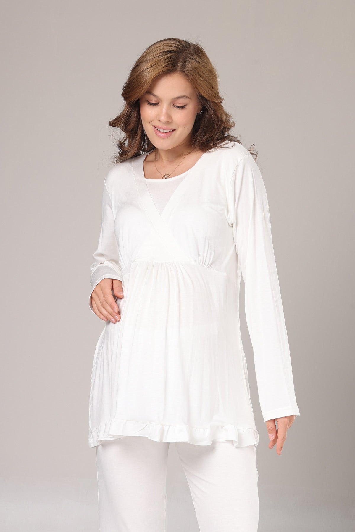 Kruvaze Lohusa Pijama ve Jakar Sabahlık Takımı - 1030