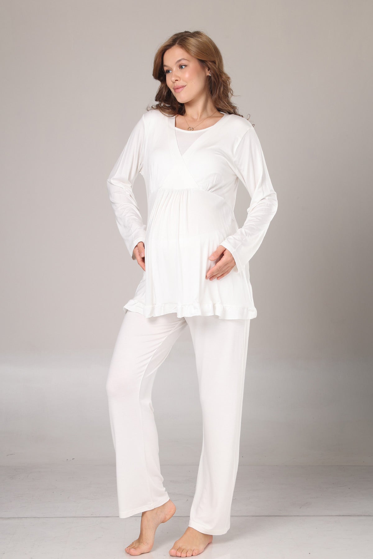 Kruvaze Lohusa Pijama ve Jakar Sabahlık Takımı - 1030