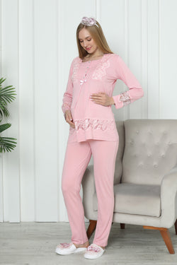 Image of Dantel Detaylı Lohusa Pijama Takımı - 1171
