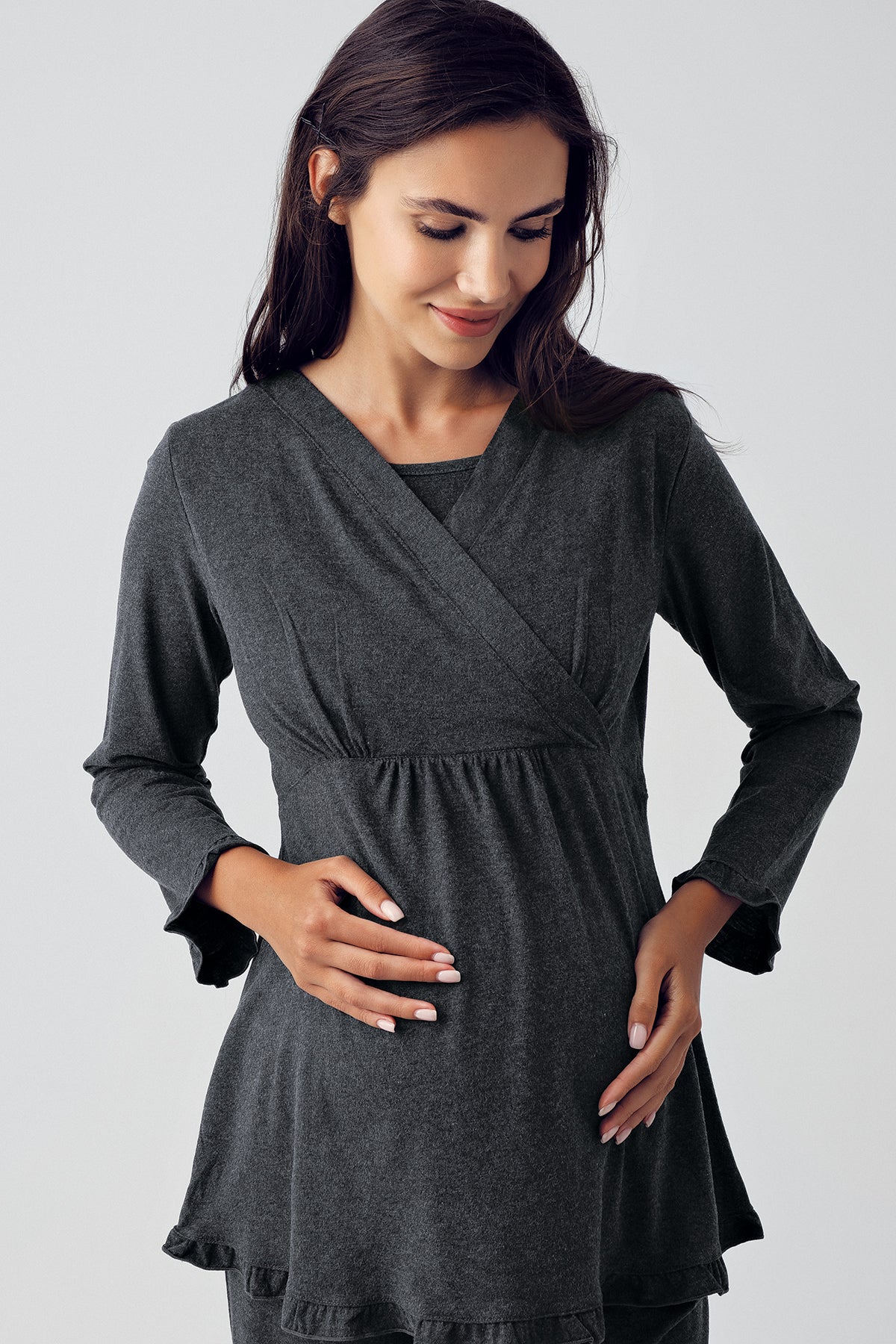 Pamuklu Kruvaze Lohusa Pijama Takımı - 13201