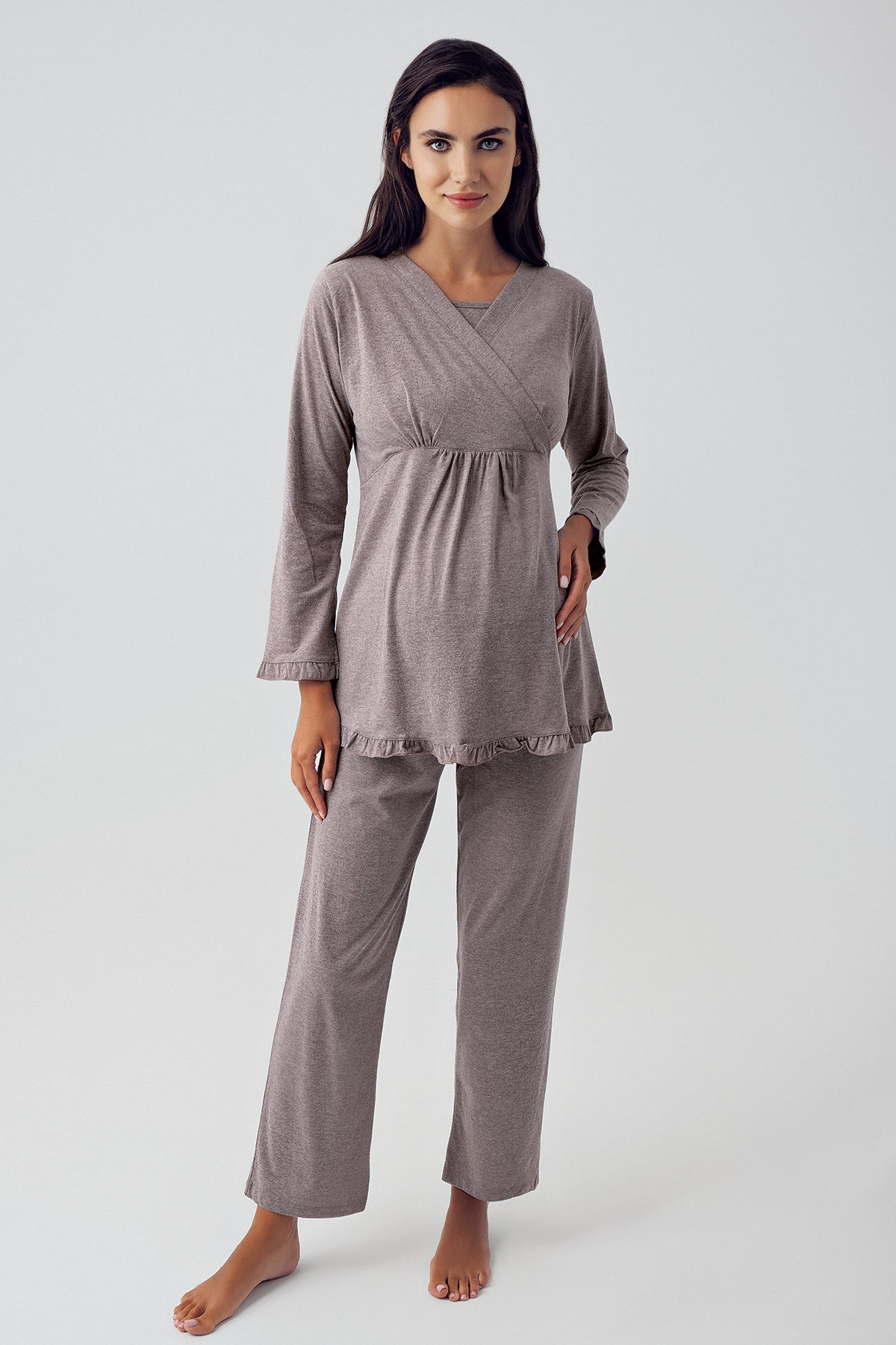 Pamuklu Kruvaze Lohusa Pijama Takımı - 13201