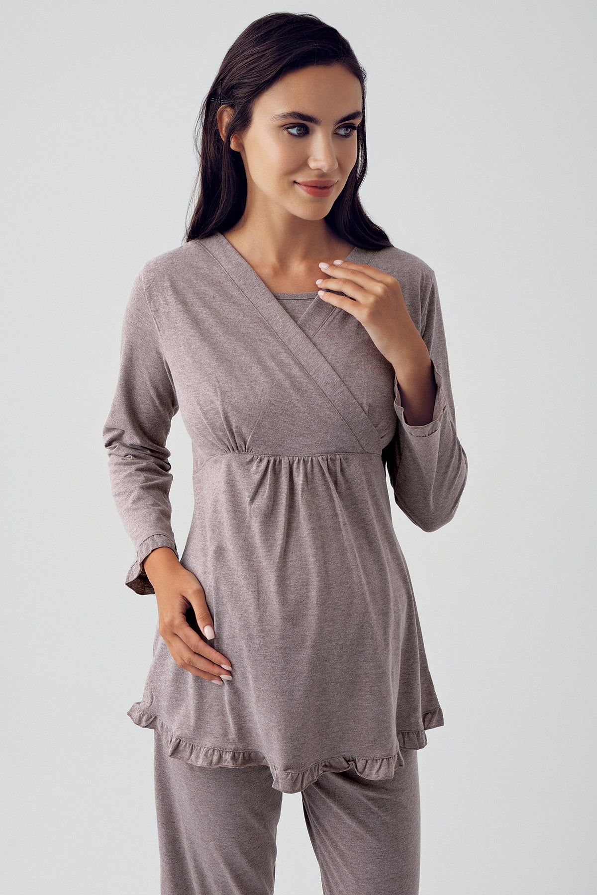 Pamuklu Kruvaze Lohusa Pijama Takımı - 13201