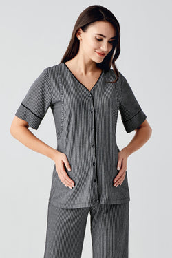 Image of Çift Emzirme Detaylı Lohusa Pijama Takımı - 14209
