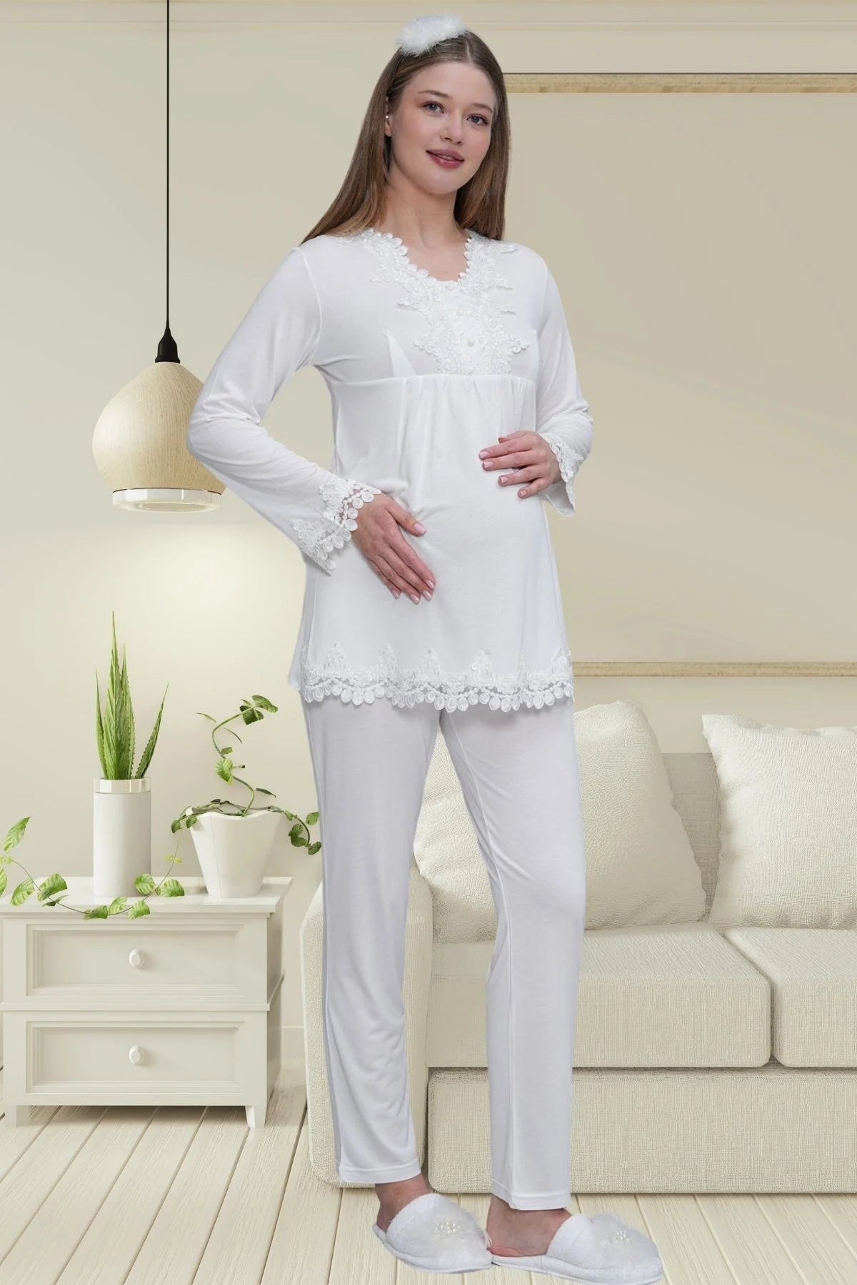 Dantel Detaylı Lohusa Pijama Takımı - 1501