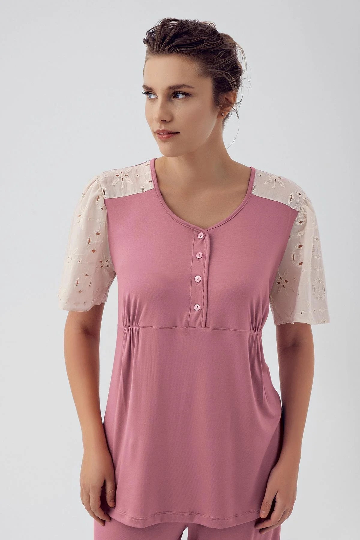 Dantelli Kol Lohusa Pijama Takımı - 16206