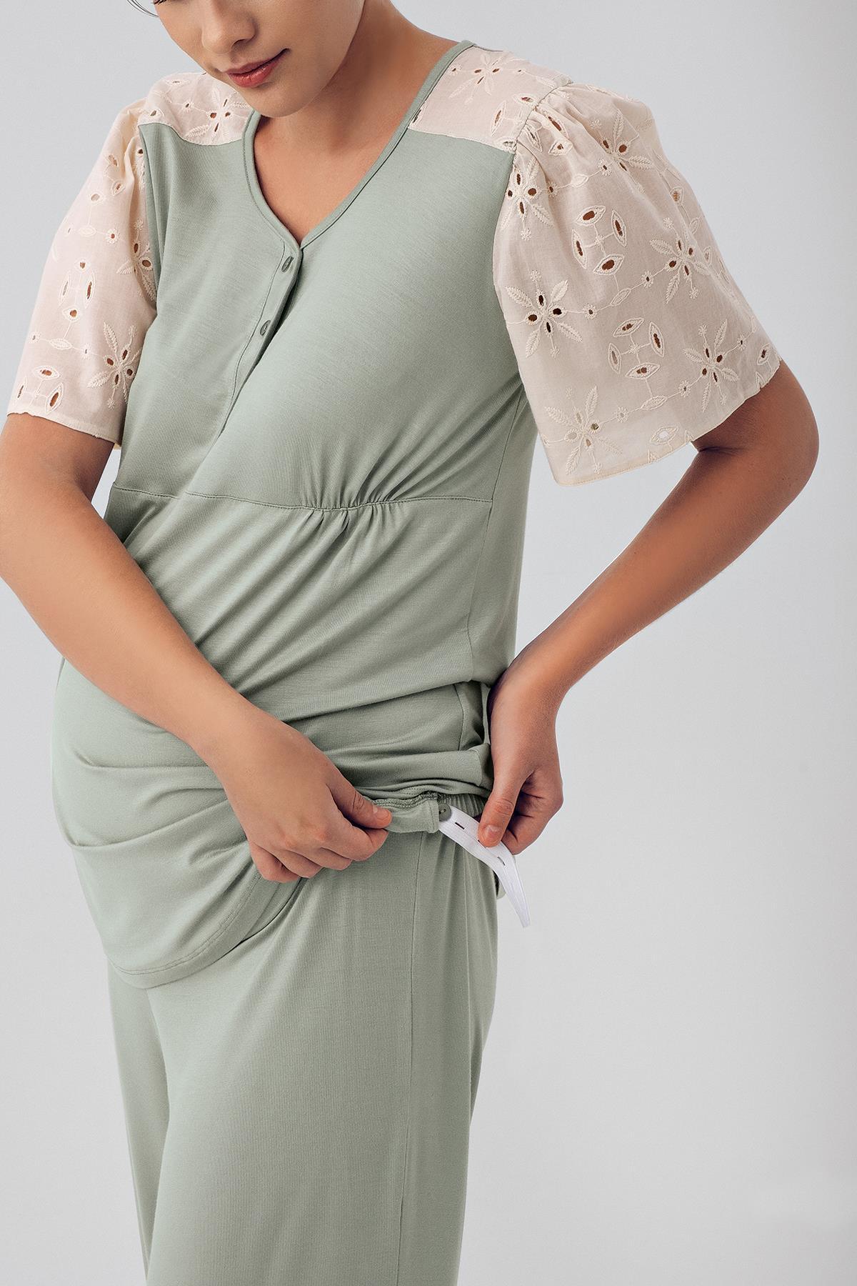 Dantelli Kol Lohusa Pijama Takımı - 16206