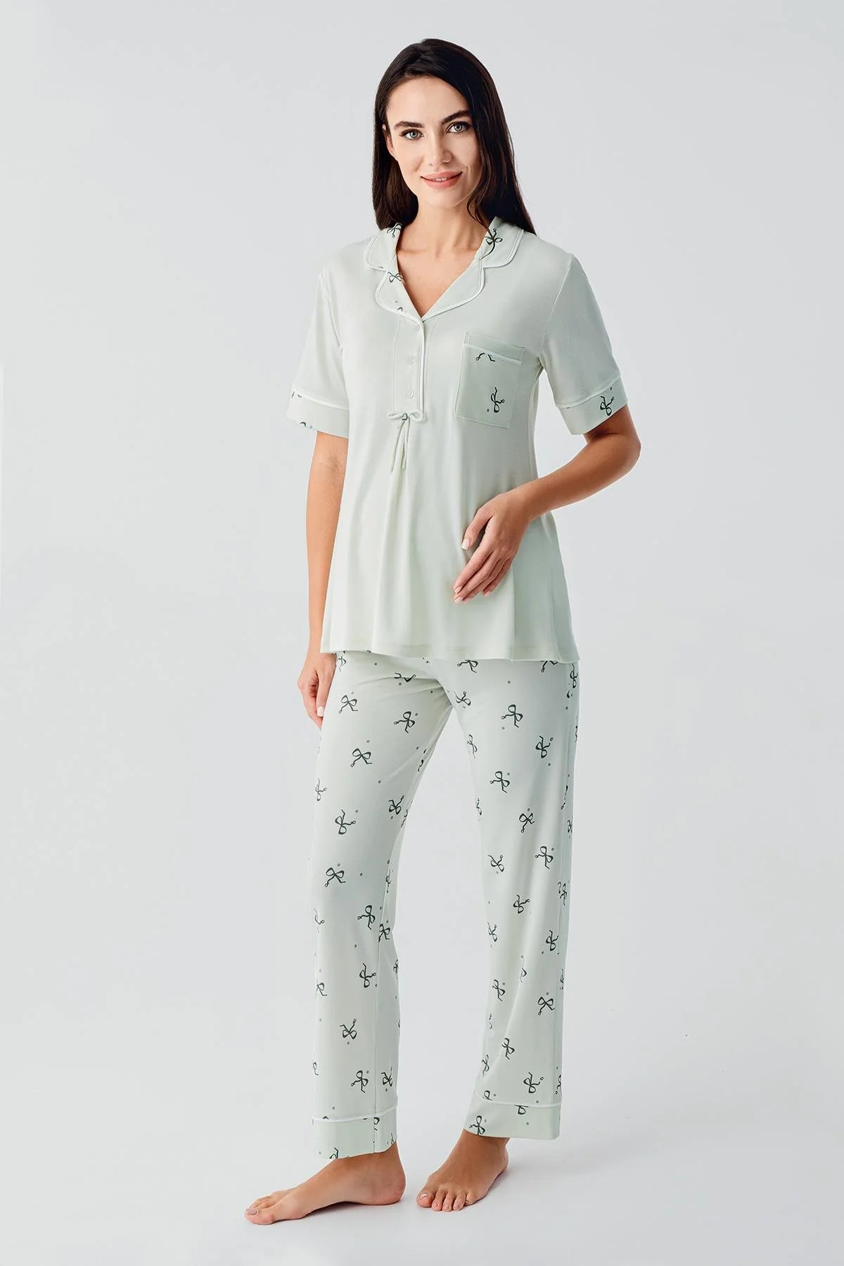 Fiyonk Desenli Lohusa Pijama Takımı - 17207