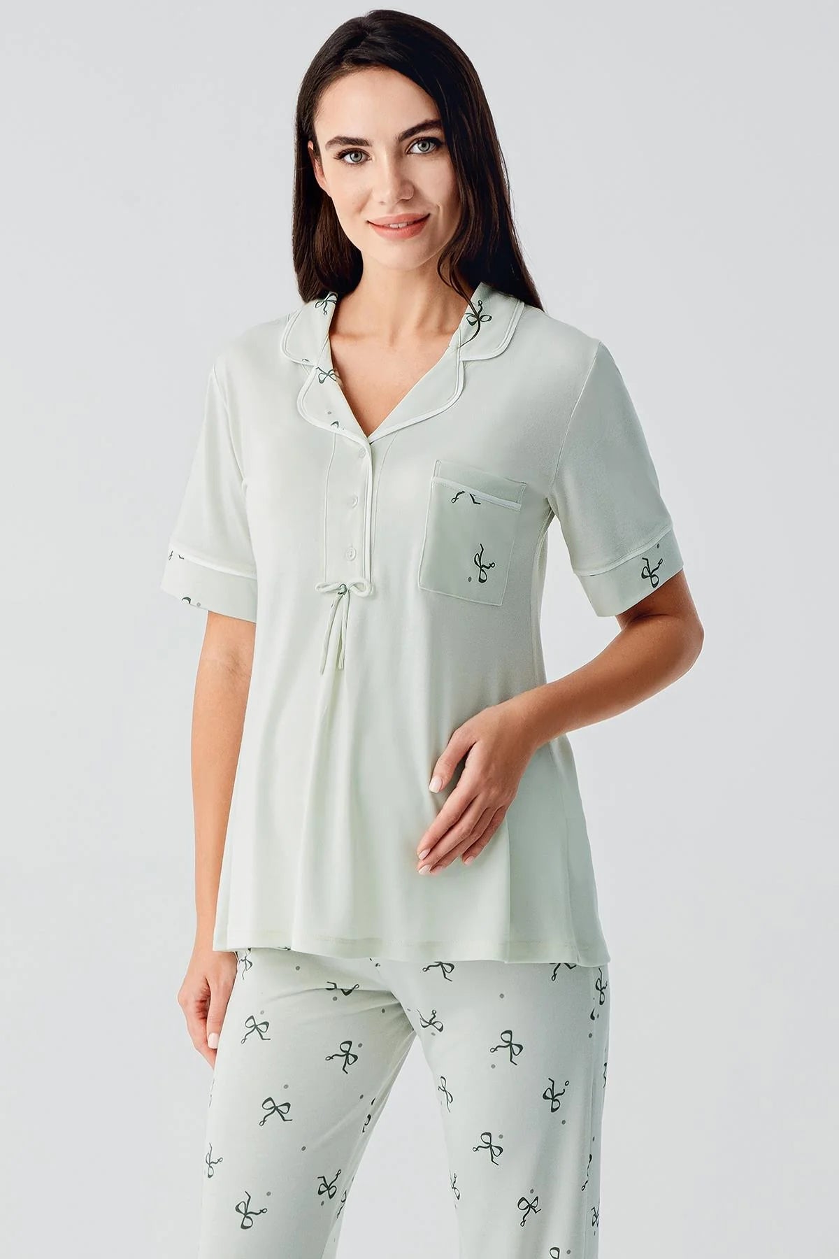 Fiyonk Desenli Lohusa Pijama Takımı - 17207