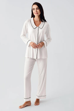Image of Bebe Yaka Lohusa Pijama Takımı - 22109
