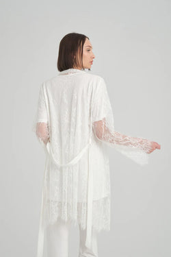 Image of Lohusa Pijama ve Çiçekli Dantel Sabahlık Takımı - 2366