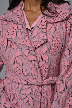 Image of Gömlek Yaka Lohusa Pijama ve Çiçekli Sabahlık Takımı - 24338