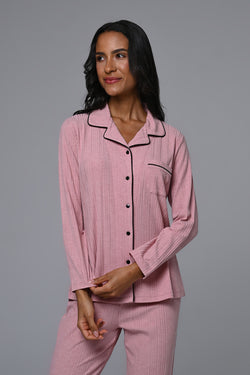Image of Gömlek Yaka Lohusa Pijama ve Çiçekli Sabahlık Takımı - 24338