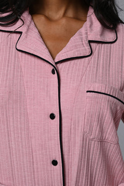 Image of Gömlek Yaka Lohusa Pijama ve Çiçekli Sabahlık Takımı - 24338