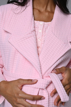 Image of Güpürlü Yaka Lohusa Pijama ve Kapitone Sabahlık Takımı - 24342