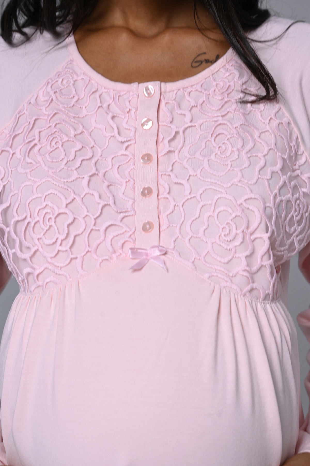 Güpürlü Yaka Lohusa Pijama ve Kapitone Sabahlık Takımı - 24342