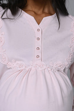 Image of Güpürlü Yaka Lohusa Pijama ve Welsoft Sabahlık Takımı - 24346