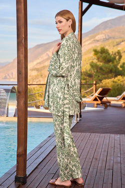 Image of Dantel Askılı Lohusa Pijama ve Desenli Sabahlık Takımı - 25118