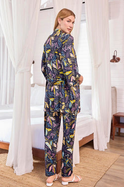 Image of Dantelli Lohusa Pijama ve Desenli Sabahlık Takımı - 25123