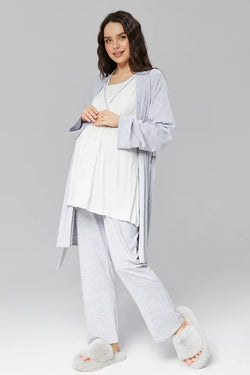 Image of Biyeli Kruvaze Lohusa Pijama ve Sabahlık Takımı - 503