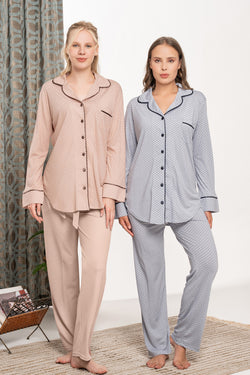 Image of Kalp Desenli Lohusa Pijama Takımı - 5811