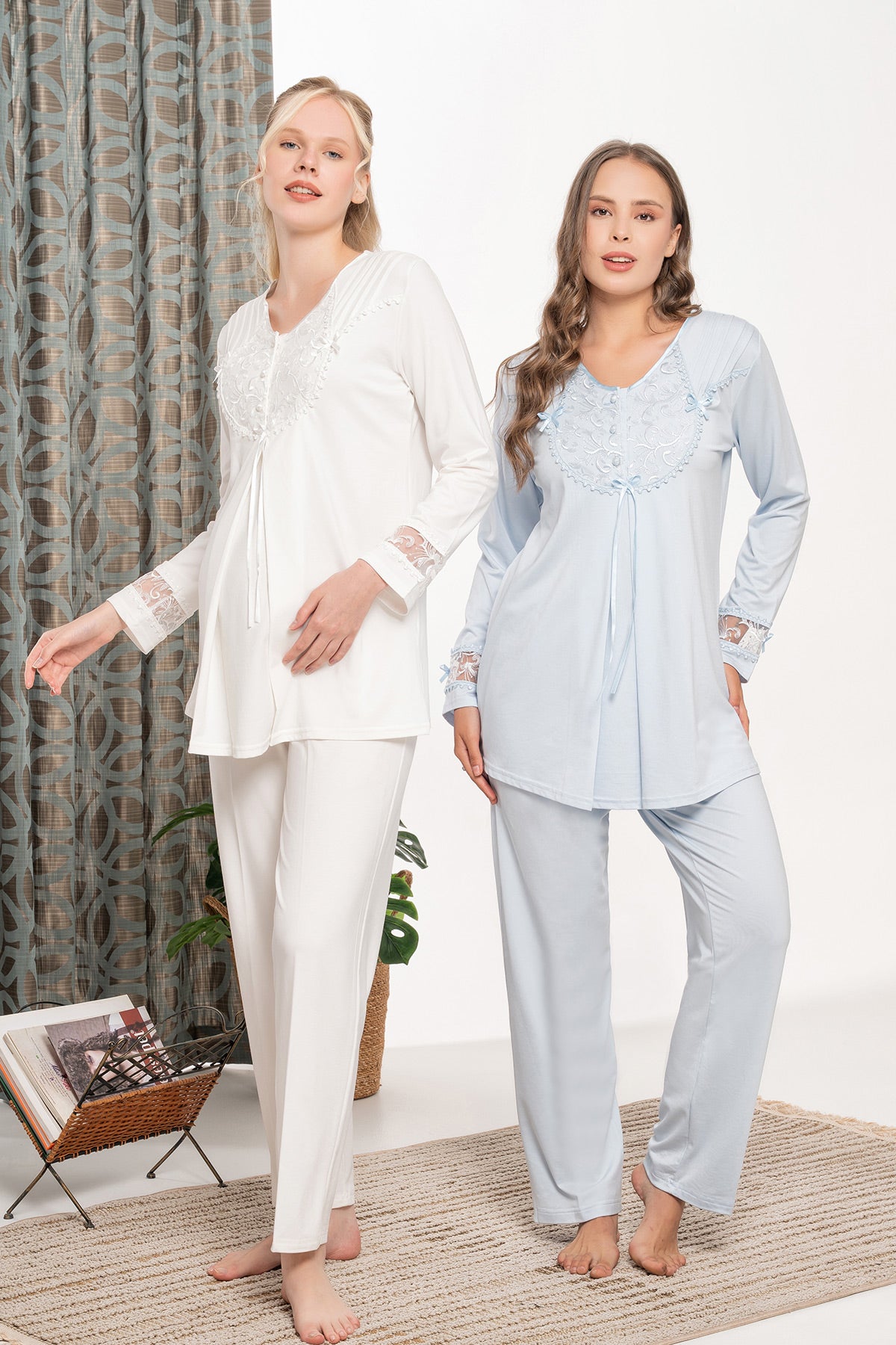 Dantel Detaylı Lohusa Pijama Takımı - 6121