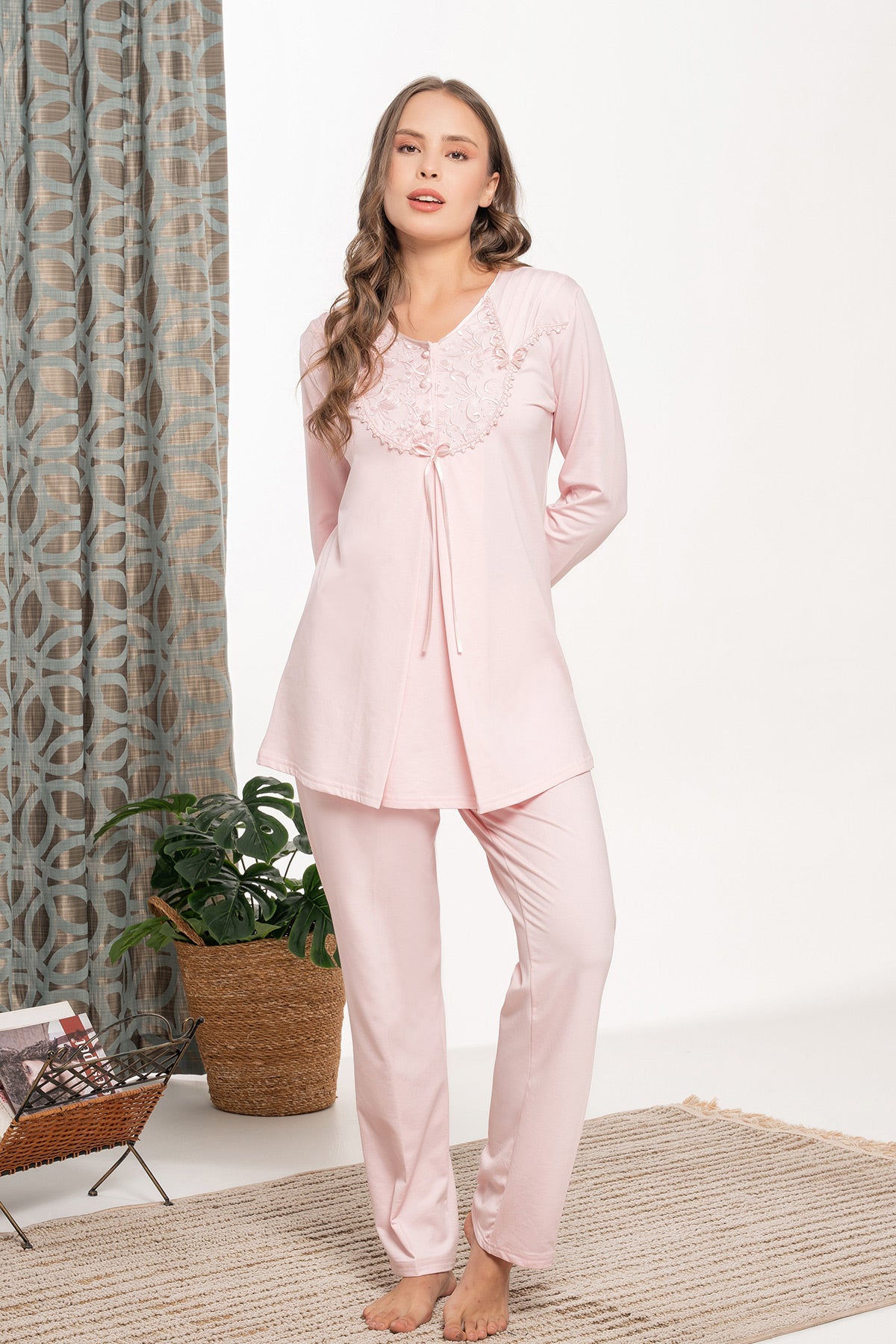 Dantel Detaylı Lohusa Pijama Takımı - 6121