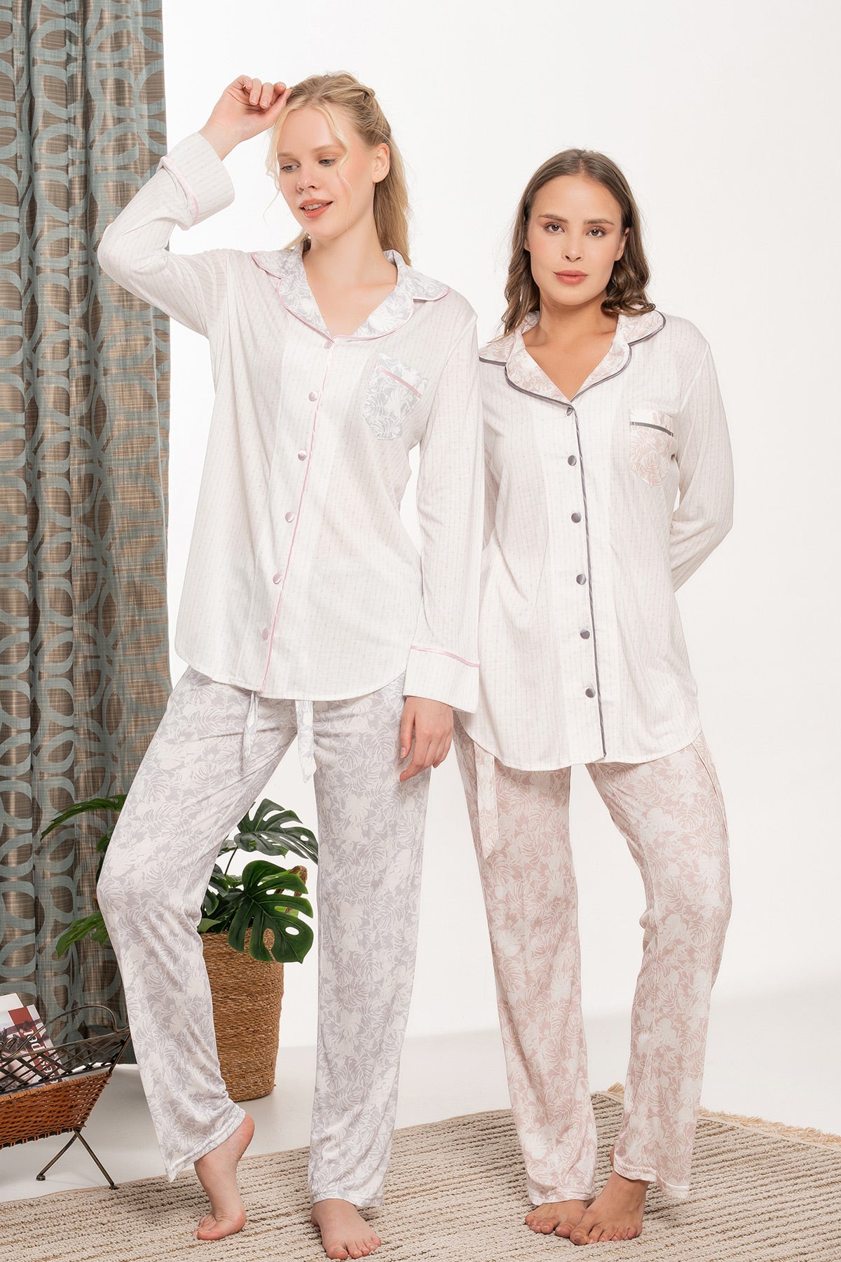 Desenli Lohusa Pijama Takımı - 6124
