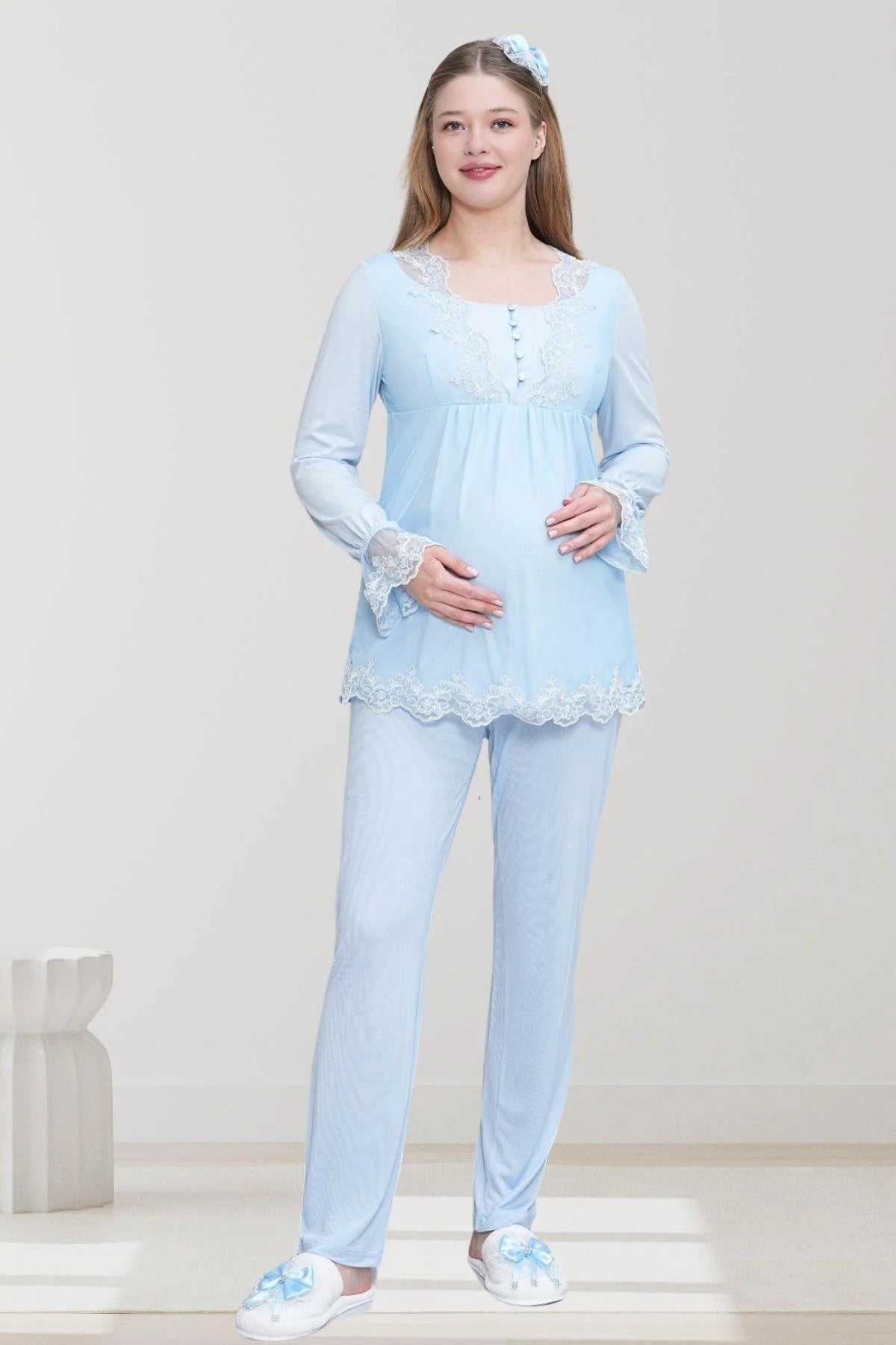 Dantel İşlemeli Lohusa Pijama Takımı - 6300