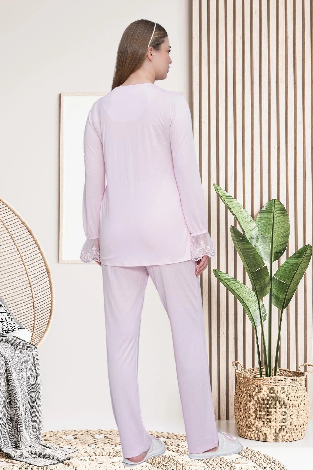 Dantel İşlemeli Lohusa Pijama Takımı - 6300